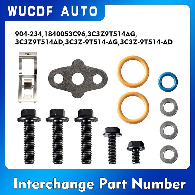 WUCDF AUTO Turbocharger Mounting Kit With Gaskets O-Rings And Bolts 3C3Z9T514AG 3C3Z9T514AD Fits For 2002-2010 International Trucks For 6.0L Powerstroke V8 Diesel Replaces#904-234,1840053C96 - Image 3